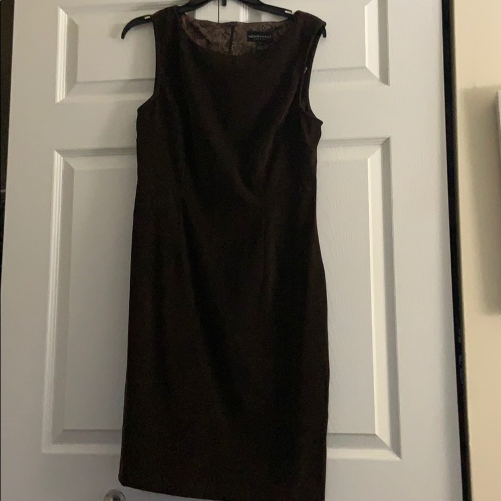 Brown, Straight, Knee Length Dress